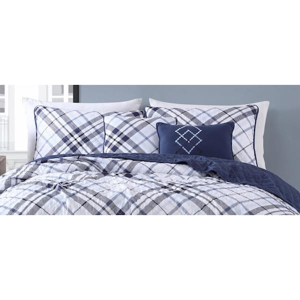 Unbranded Khalvin 4-Piece Indigo Twin Polyester Quilt Set