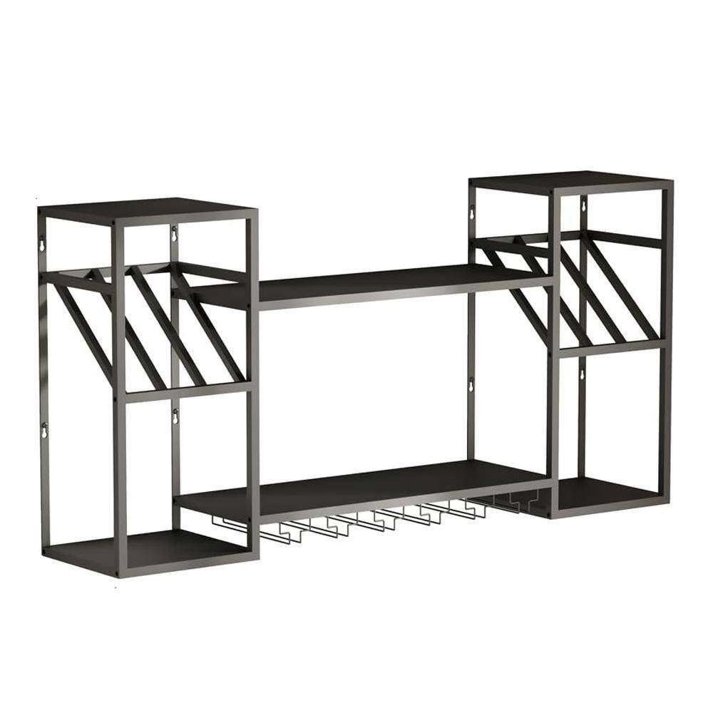 JFVKAF 23.6 in. H x 47.3 in. W 30-Bottle Black Metal Wall Mounted