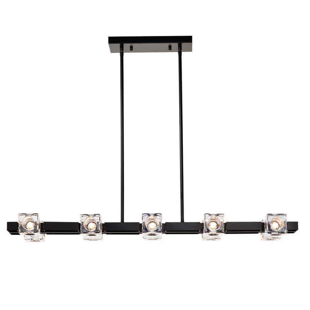 10-Light Black Integrated LED Crystal Rectangle Chandelier for Dining Room Lobby and Kitchen (10 x G9 Bulbs Included) price history on PriceWatchPro