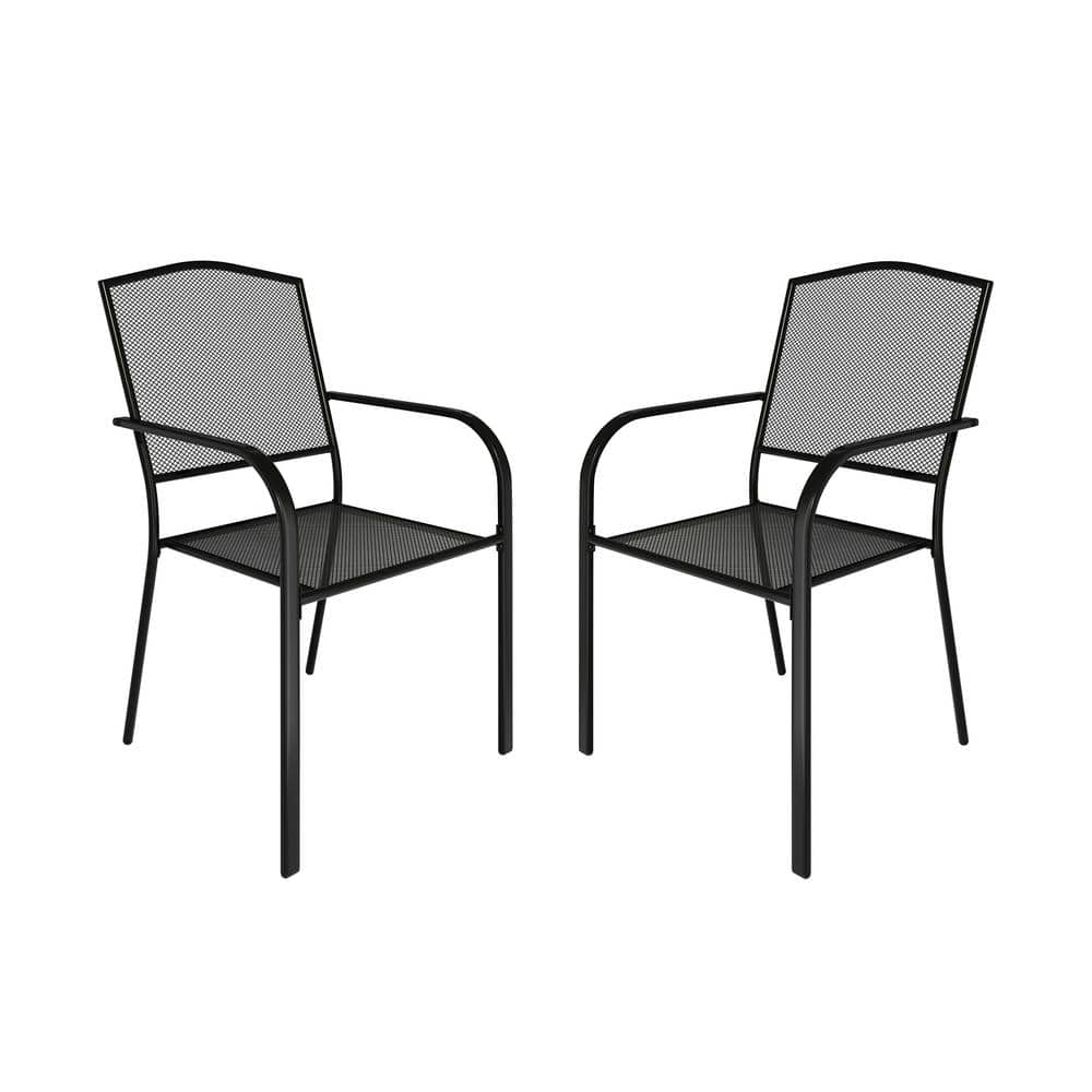 Clihome 2-Piece Durable Outdoor Metal Dining Chair Mesh Chair, Powder ...