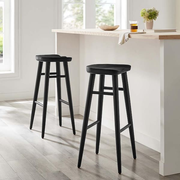 Saville 32 in. in Black Backless Wood Bar Stools - Set of 2
