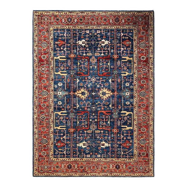 Solo Rugs Serapi One-of-a-Kind Traditional Blue 5 ft. x 7 ft. Hand Knotted Tribal Area Rug