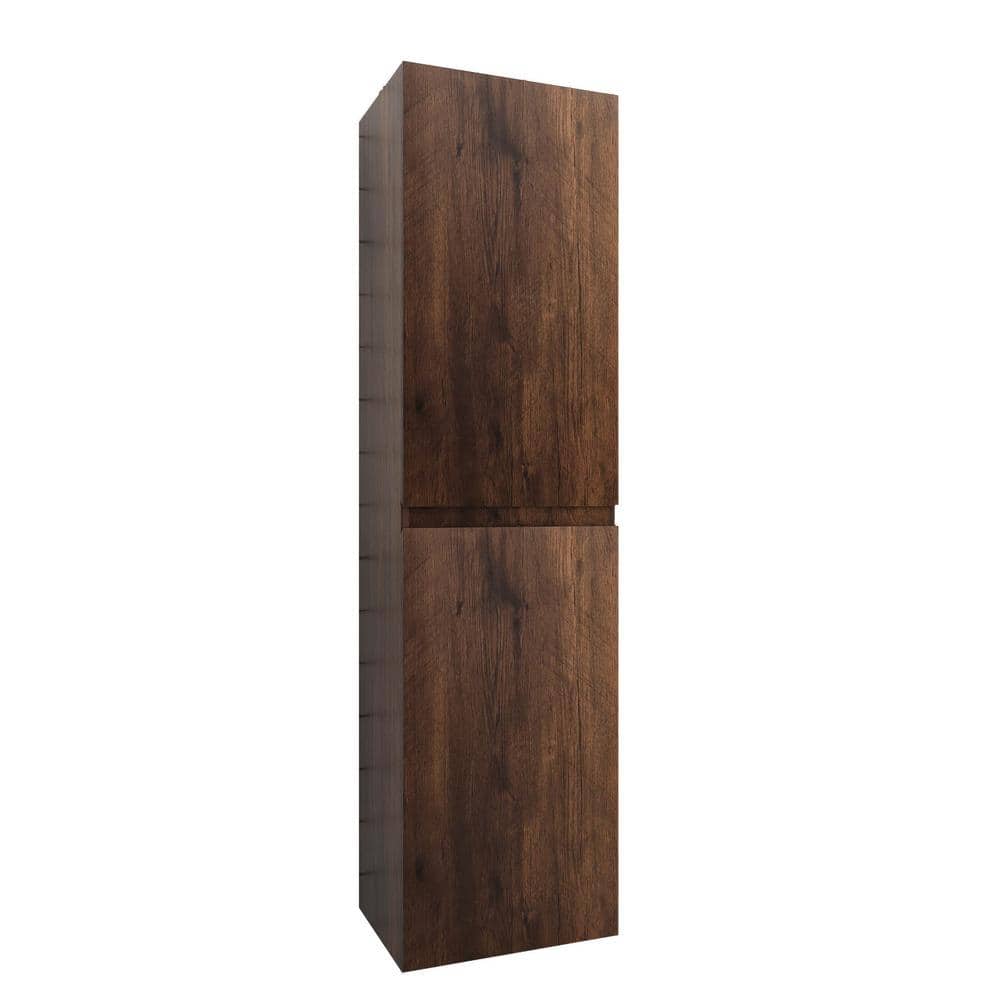16 in. W x 12 in. D x 60 in. H Bathroom Storage Wall Cabinet in Rose Wood