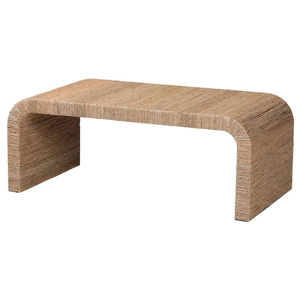 Eviana 45.7 in. Natural Brown Specialty Waterfall Seagrass Coffee Table