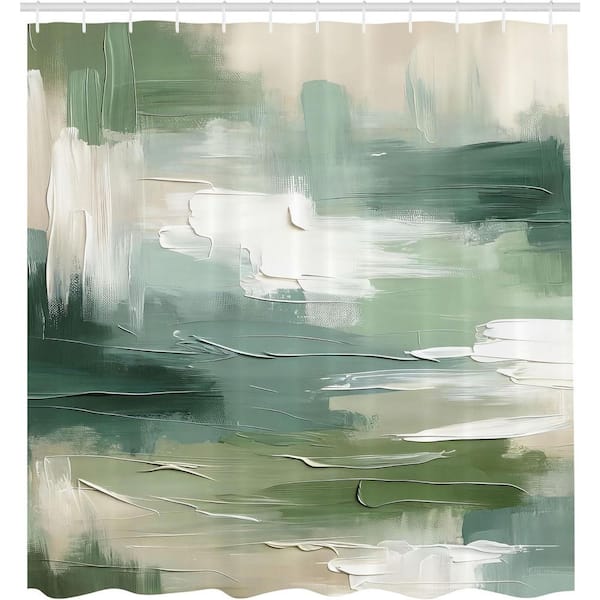 Unbranded Abstract Design Shower Curtain 69 x 70 Fabric Bathroom Decor with Hooks Water Resistant Slate Brown White Teal