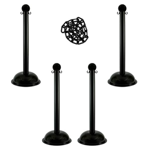 Heavy-Duty Stanchion and Chain Kit in Black