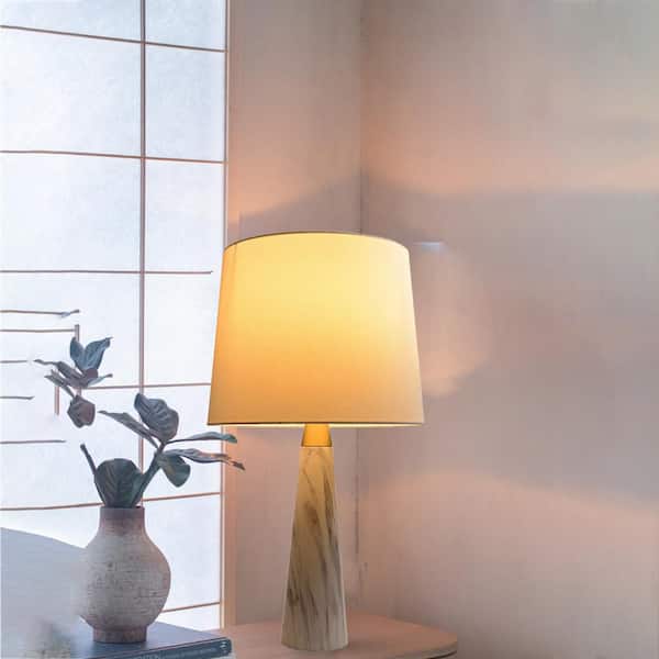 25 in. White Marble FinishResin LED Table Lamp, Small Modern Stylish Desk Lamp for Dining Room, Bedroom, Hallway