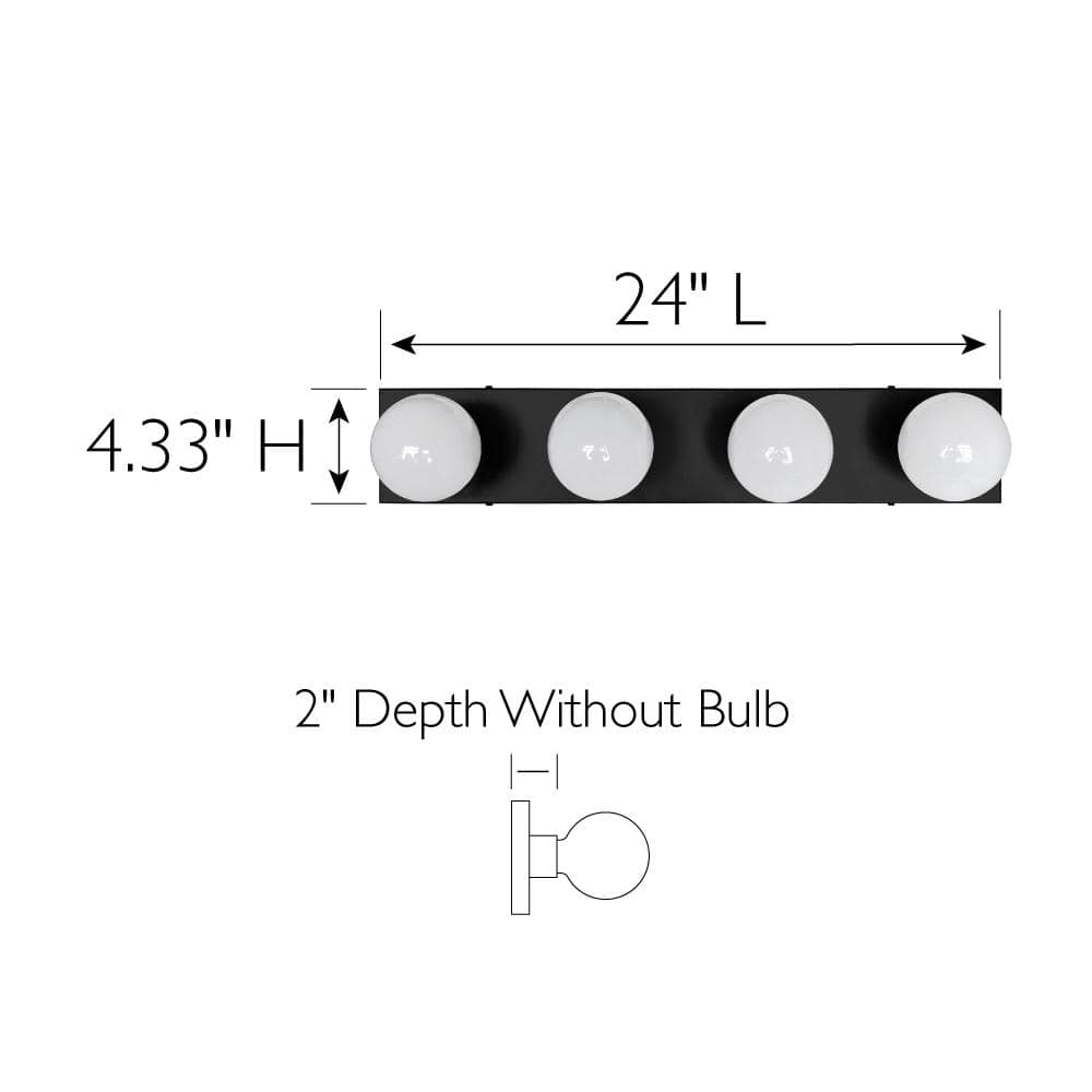 Matte Black 4-Light Dimmable Vanity Strip Light