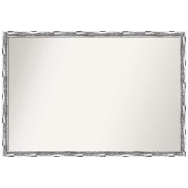 Amanti Art Scratched Wave Chrome 38 in. x 26 in. Non-Beveled Classic Rectangle Framed Wall Mirror in Silver