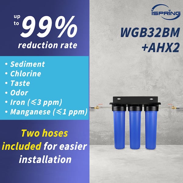 3-Stage Iron Manganese Reducing Whole House Water Filter System with 3/4 in. Push-Fit Hose Connectors