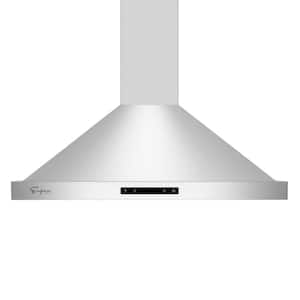 30 in. 380 CFM Wall Mount Range Hood Shell with Light with Ducted Exhaust Vent Soft Touch Controls in Stainless Steel