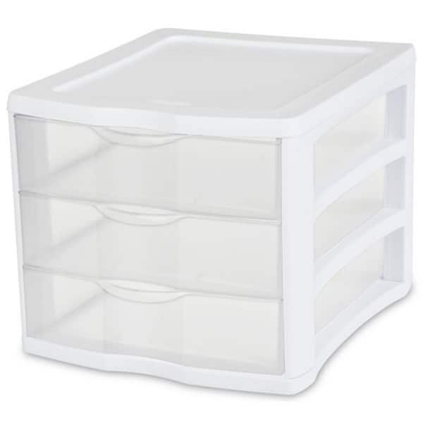 Sterilite ClearView Compact Portable 3 Drawer Storage Organizer Cabinet, (8-Pack)