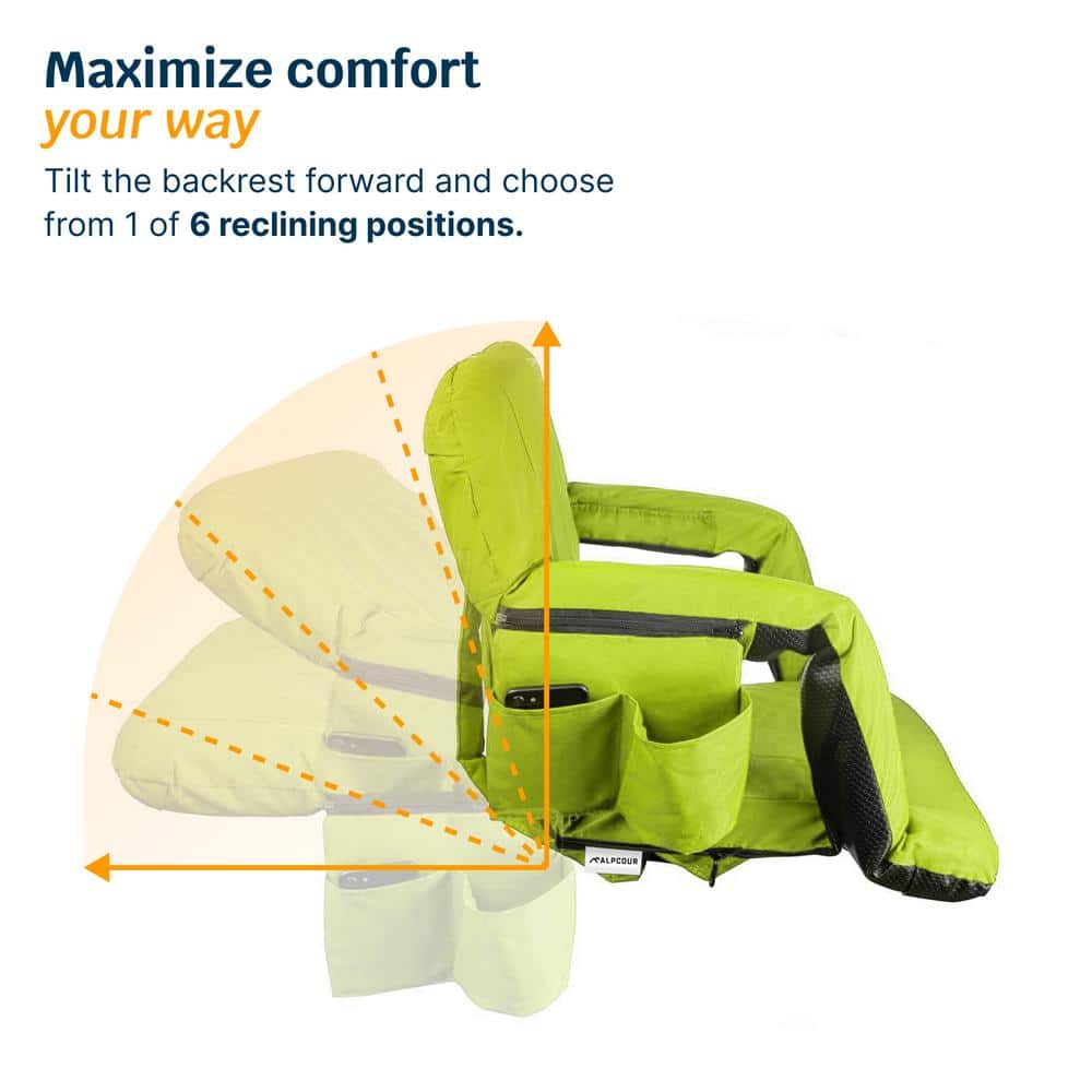 Alpcour Lime Green 21" Reclining Stadium Seat with Armrests