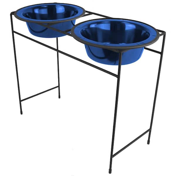 Platinum pets modern double diner elevated wide rimmed pet bowls 2025