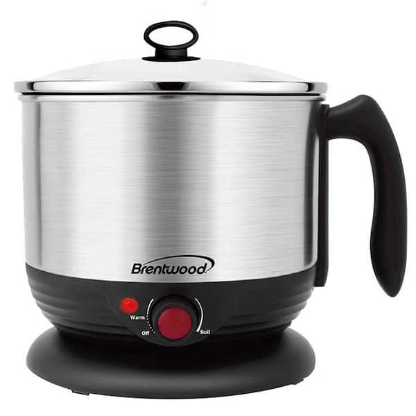 Brentwood Stainless Steel 1.3 qt. Cordless Electric Hot Pot Slow Cooker and  Food Steamer in Black 985117917M - The Home Depot