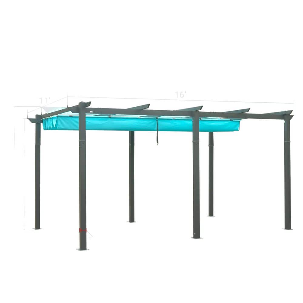 10 ft. x 16 ft. Outdoor Living Outdoor Retractable Pergola with Weather-Resistant Canopy Aluminum in Blue price history on PriceWatchPro