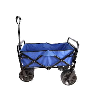 5.2 cu. ft. Metal Blue Folding Wagon Garden Cart Shopping Beach Cart