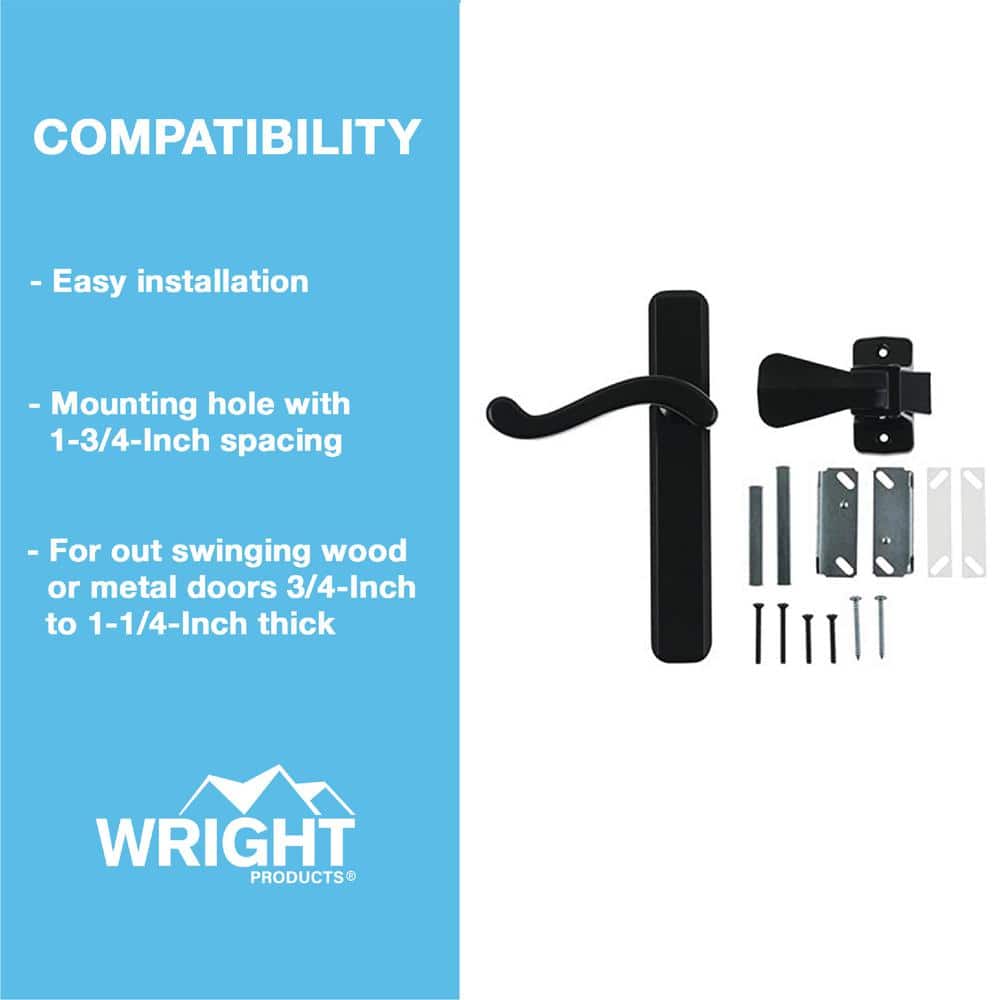 Black Gloss Painted Surface Mount Door Latch