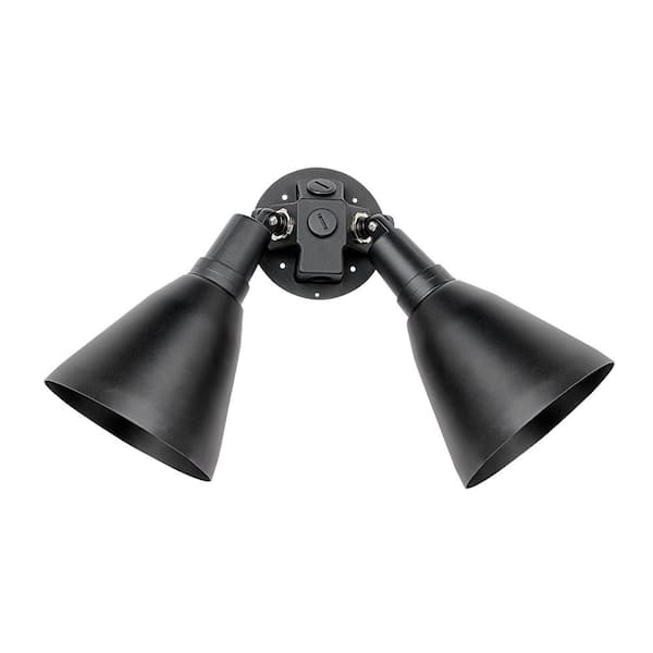 Spots 2-Light Black Outdoor Hardwired Wall Mount