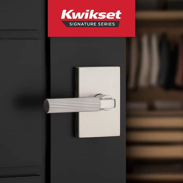 Mirada Satin Nickel Rectangle Hall/Closet Door Handle with Microban Antimicrobial Technology