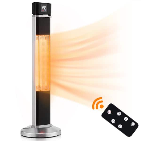 FUFU&GAGA 1500-Watt Freestanding Heater Electric Indoor/Outdoor Carbon Tech Portable Heater with LED Display, Remote