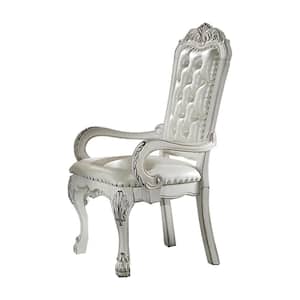 Dresden Synthetic Leather and Bone White Finish Leather Arm Chair Set of 1 with No Additional Features