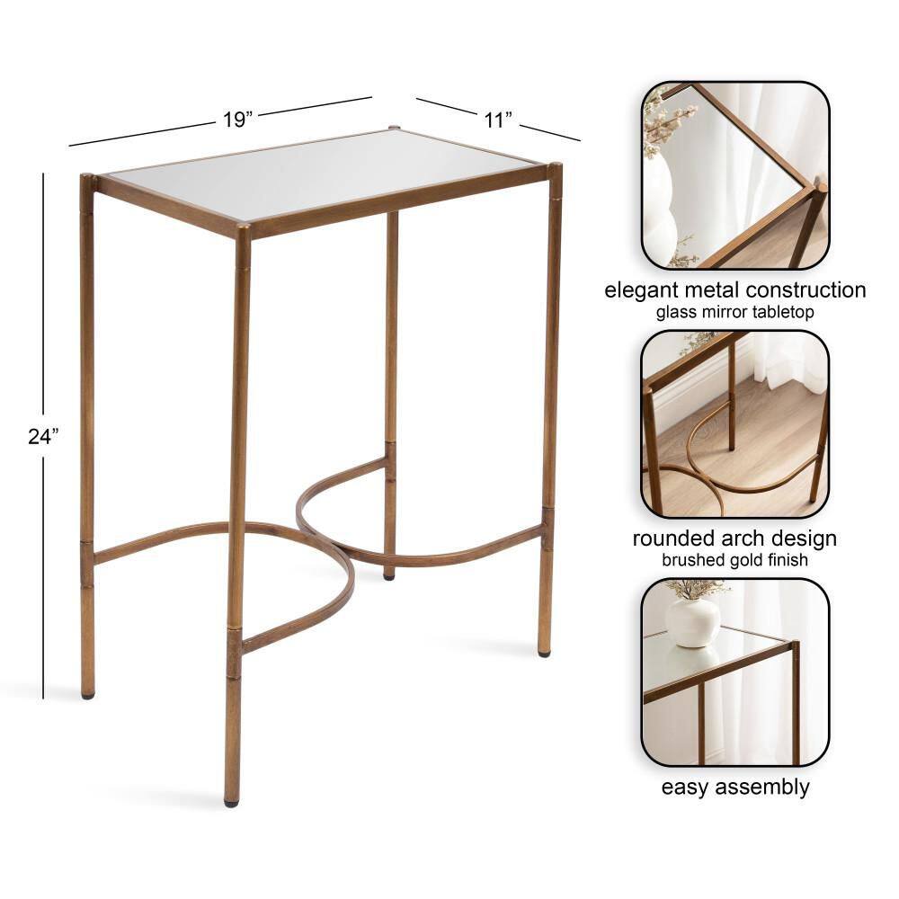 Catriona 19 in. Gold Rectangle Mirror End Table - thumbnail 4