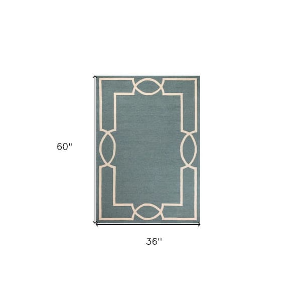Gray, Ivory 3 ft. x 5 ft. Hooked Polypropylene Rectangle Indoor/Outdoor Area Rug