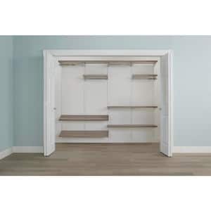 Genevieve 8 ft. Gray Adjustable Closet Organizer Long and Short Hanging Rods with Double Shoe Racks and 4 Shelves