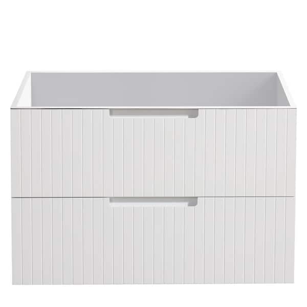 FUNKOL 29 in. W x 17.9 in. D x 18.5 in. H MDF Floating Bath Vanity Cabinet without Top in White with 2 Drawers