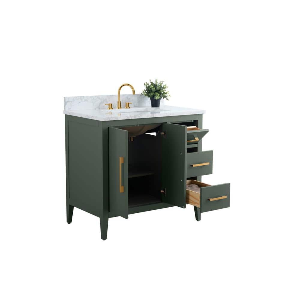 Vintage Green 36" Single Bathroom Vanity with Gold Hardware