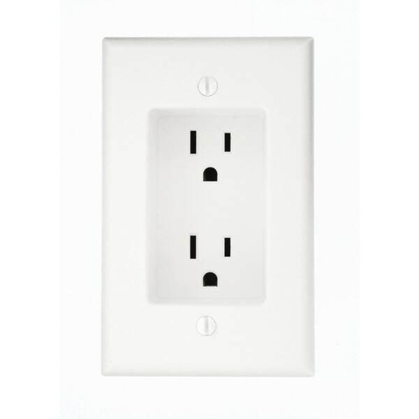 Leviton 15 Amp 1-Gang Recessed Duplex Power Outlet, White