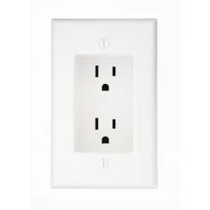 15 Amp 1-Gang Recessed Duplex Power Outlet, White