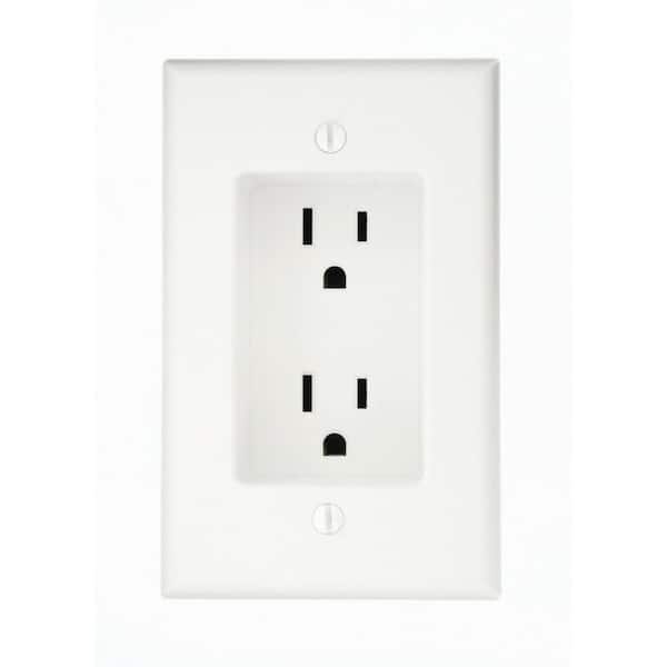 Leviton 15 Amp 1-Gang Recessed Duplex Power Outlet, White