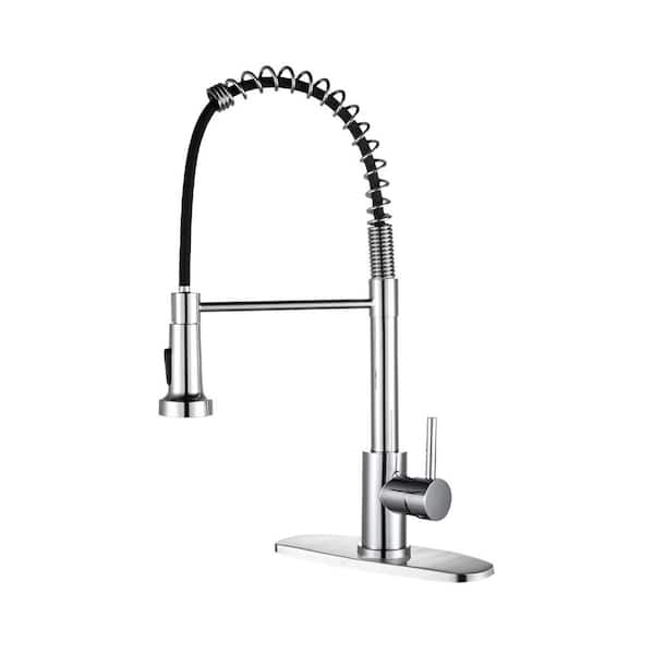 19.29 in. H Pull Down Sprayer Kitchen Faucet with 360° Spout Swivel in Chrome Stainless Steel