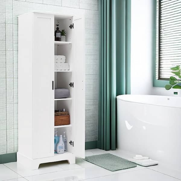 Spaco White Storage Cabinet with 2-Doors and Adjustable Shelf