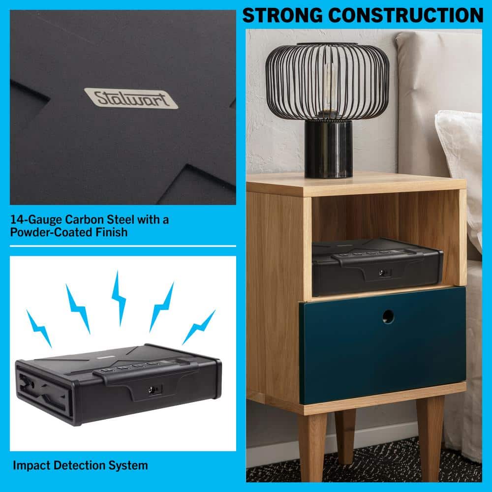 Stalwart Stalwart Desk 2-Gun Safe with Fingerprint Access - Heavy-Gauge Steel Lock Box Holds 2 Handguns