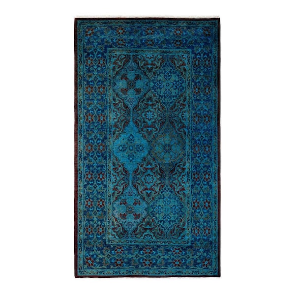 Chloe & Olivia Home Overdyed Blue 3 ft. 2 in. x 5 ft. 8 in. Wool Indoor Area Rug