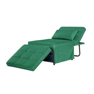 74.4 in. Green Velvet Full 4 in 1 Multi-Function Folding Sofa Bed with Adjustable Backrest and 4 Gears