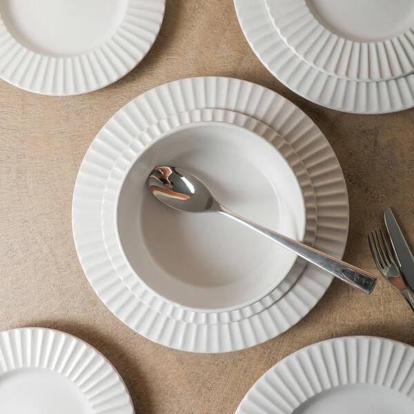 Buy West Elm Set of 4 Straight-Sided Stoneware Salad Plates, White Color  Home & Kitchen