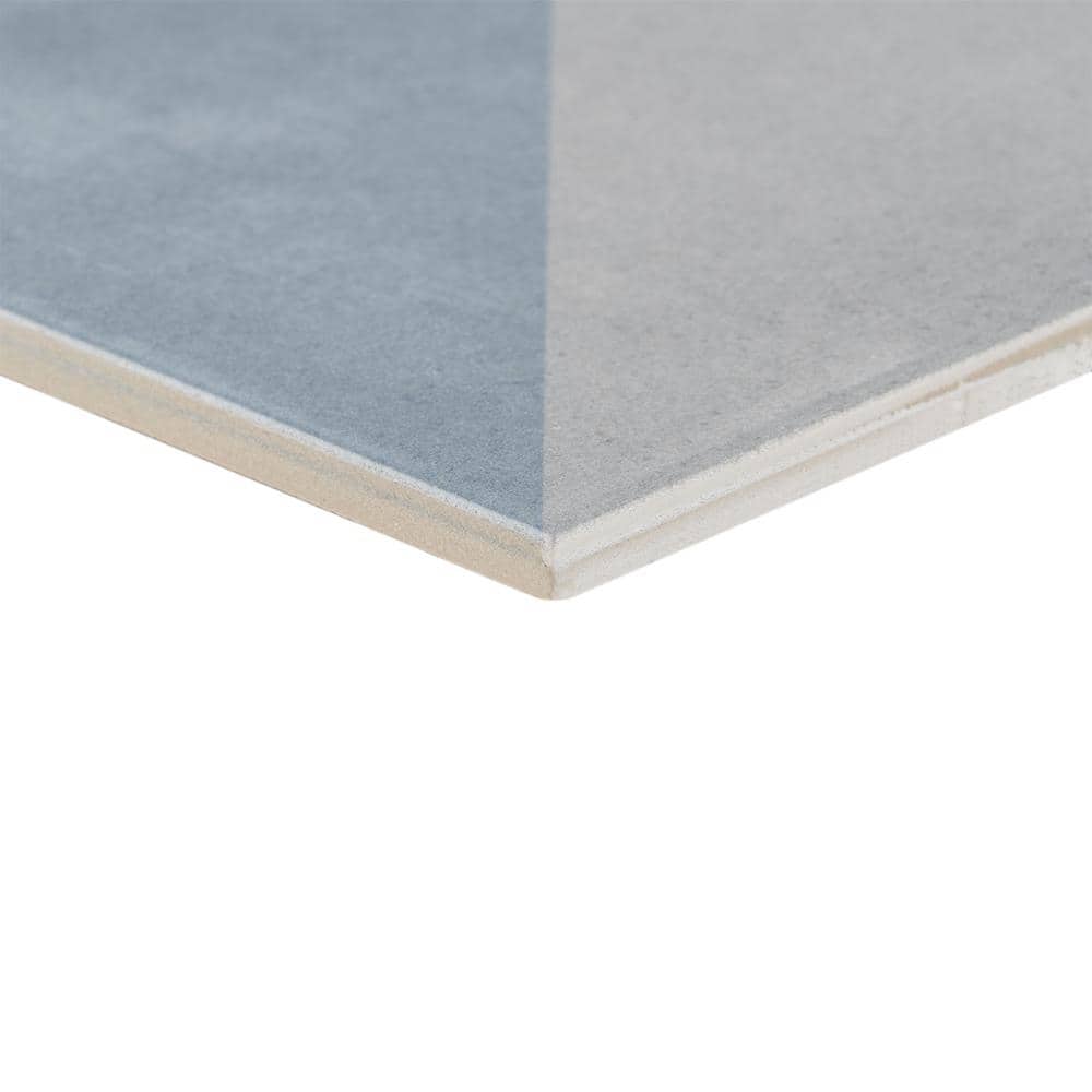 Quincy 7.87'' Blue and Gray Porcelain Encaustic Tile