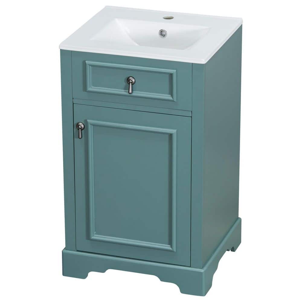 LuckByte 20 in. x 18.3 in. Green Wood Rectangle Vessel Sink