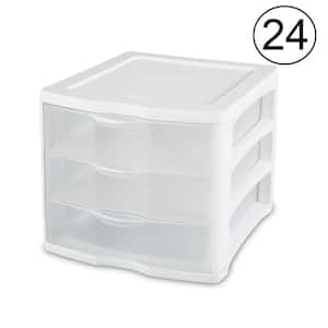 17918004 11 in. x 9.6 in. Compact Portable 3-Storage Drawer Organizer Cabinet (24-Pack)