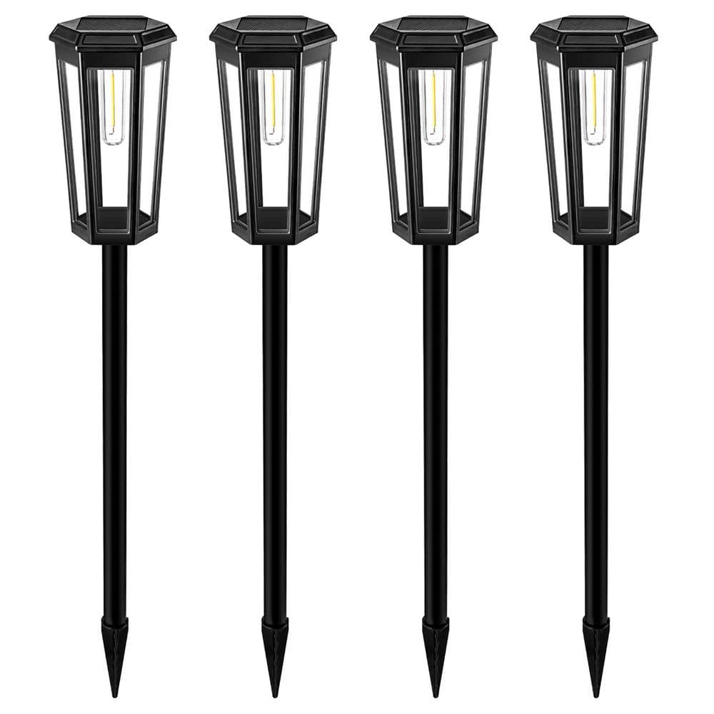 Black LED Weather Resistant Path Light, Solar Outdoor Pathway Lights, 200 L