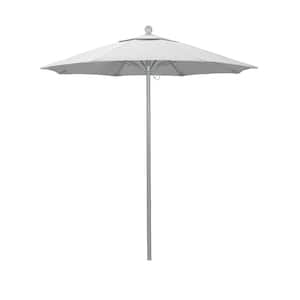 7.5 ft. Gray Woodgrain Aluminum Commercial Market Patio Umbrella Fiberglass Ribs and Push Lift in White Olefin