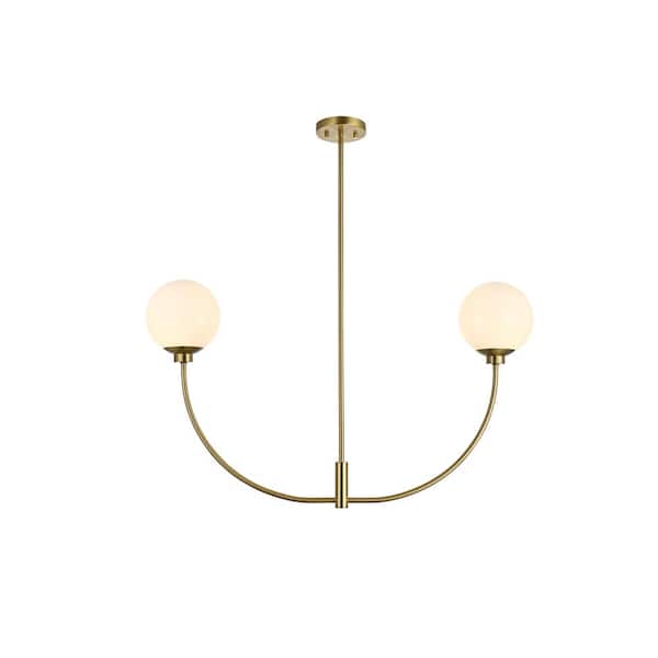 Unbranded 36 in. Home Living 2-Light Satin Gold Chandelier with No Bulbs Included