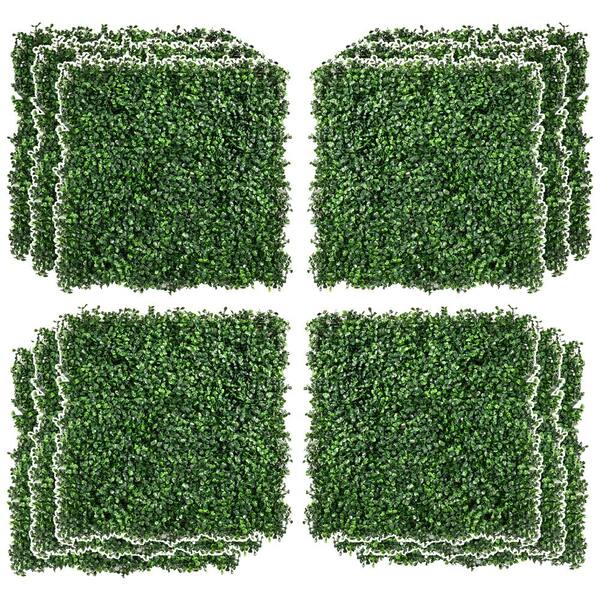 Tunearary 20" x 20" Wall Greenery Backdrop, Artificial Boxwood, Grass Panel Fence, Outdoor Garden Backyard, Light Green, 12 PCS