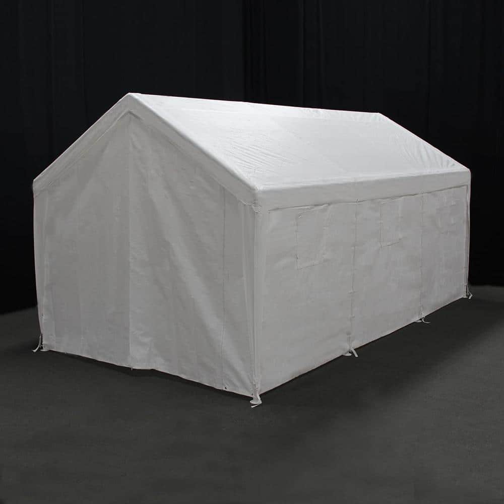 Hercules 10ft x 20ft White Metal Frame Enclosed Carport Garage