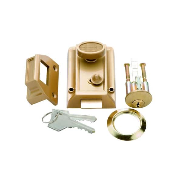 First Watch Security Polished Brass Door Night Latch and Locking Cylinder
