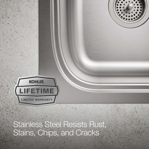 KOHLER Verse 33 in. Drop-in Double Bowl 18-Gauge Stainless Steel